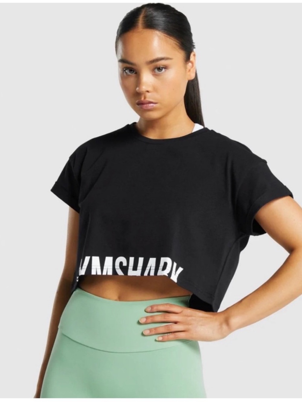 Gymshark Fraction Black Crop Top - M